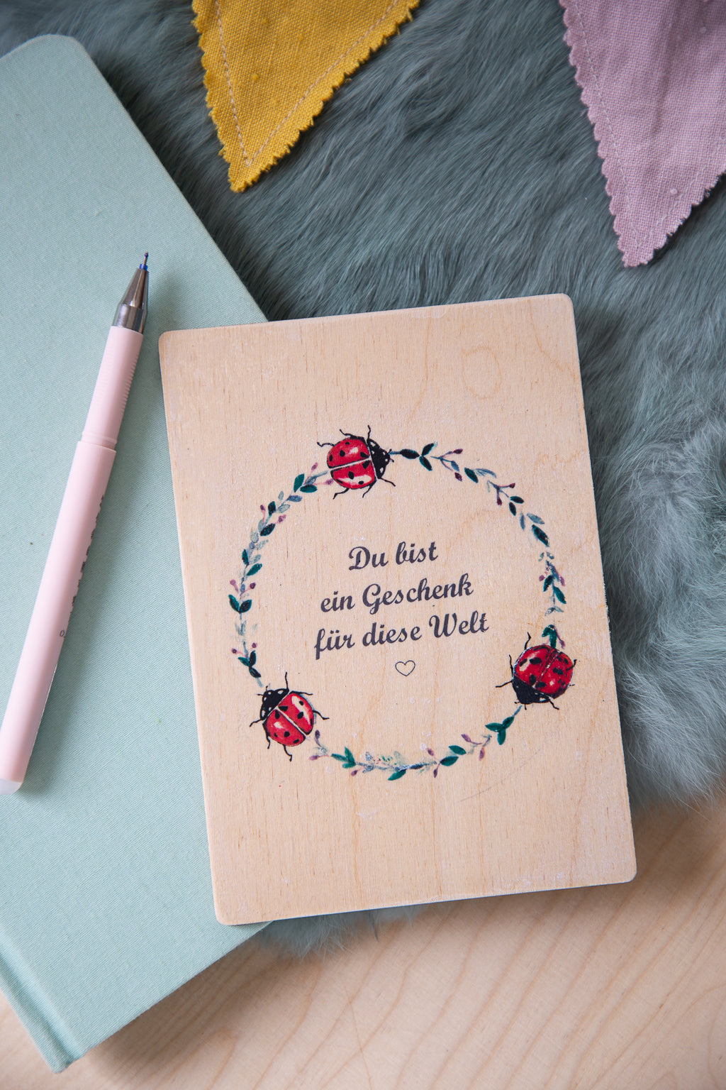 Holzkarte mit Motiv