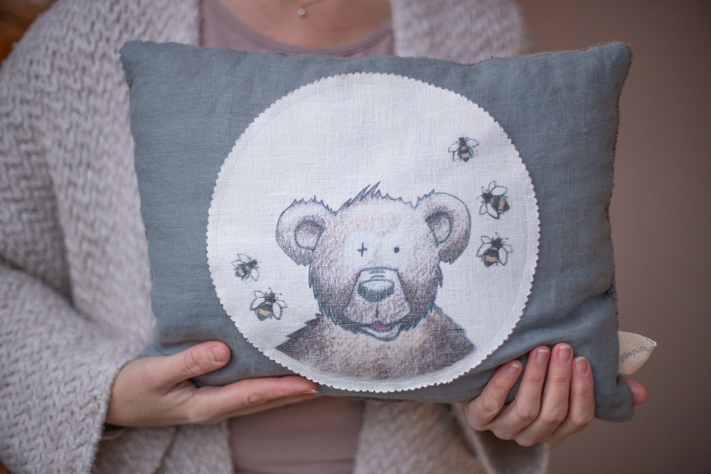Zirbenkissen mit Motiv | 'Teddy'