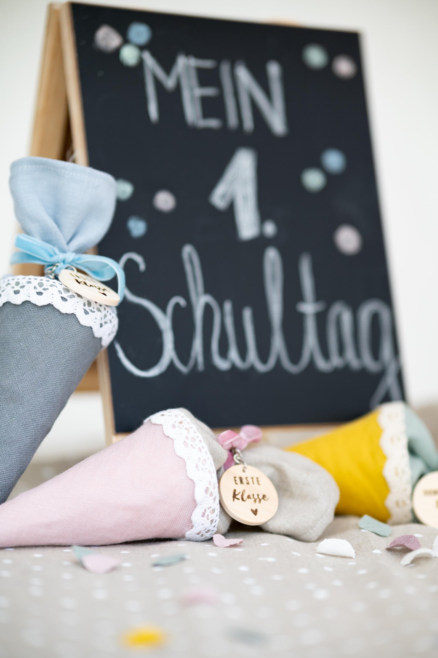 Erste Klasse! | Mini Schultüte aus Bio Leinen
