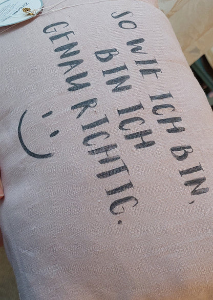 pure. affirmation Zirbenkissen | So wie ich bin, bin ich genau richtig.