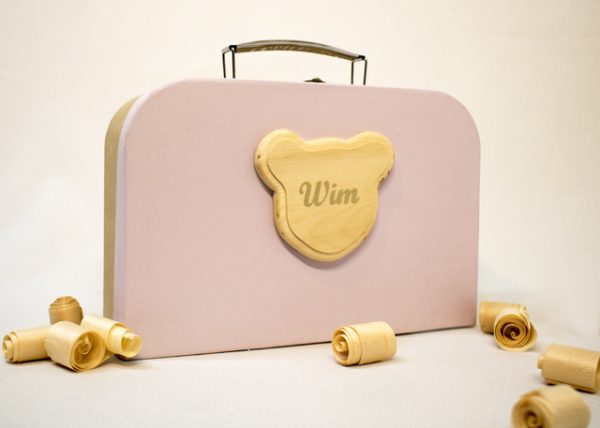 Geschenkkoffer mit Namen - Motiv Bär - Farbe rosé / rosa - 2