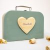 Geschenkkoffer mit Namen - Motiv Herz - Farbe grün - 2