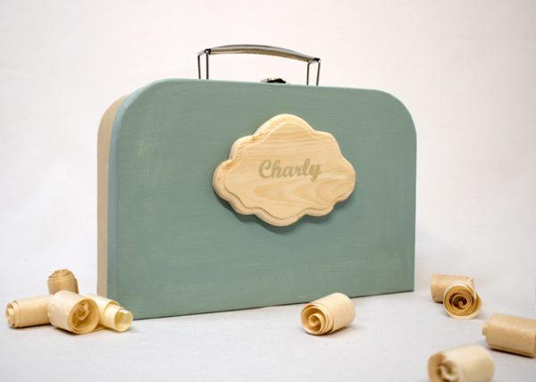 Geschenkkoffer mit Namen - Motiv Wolke - Farbe grün - 2